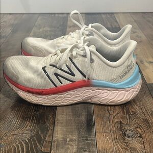 New Balance White Shoes with Red and Blue Accents